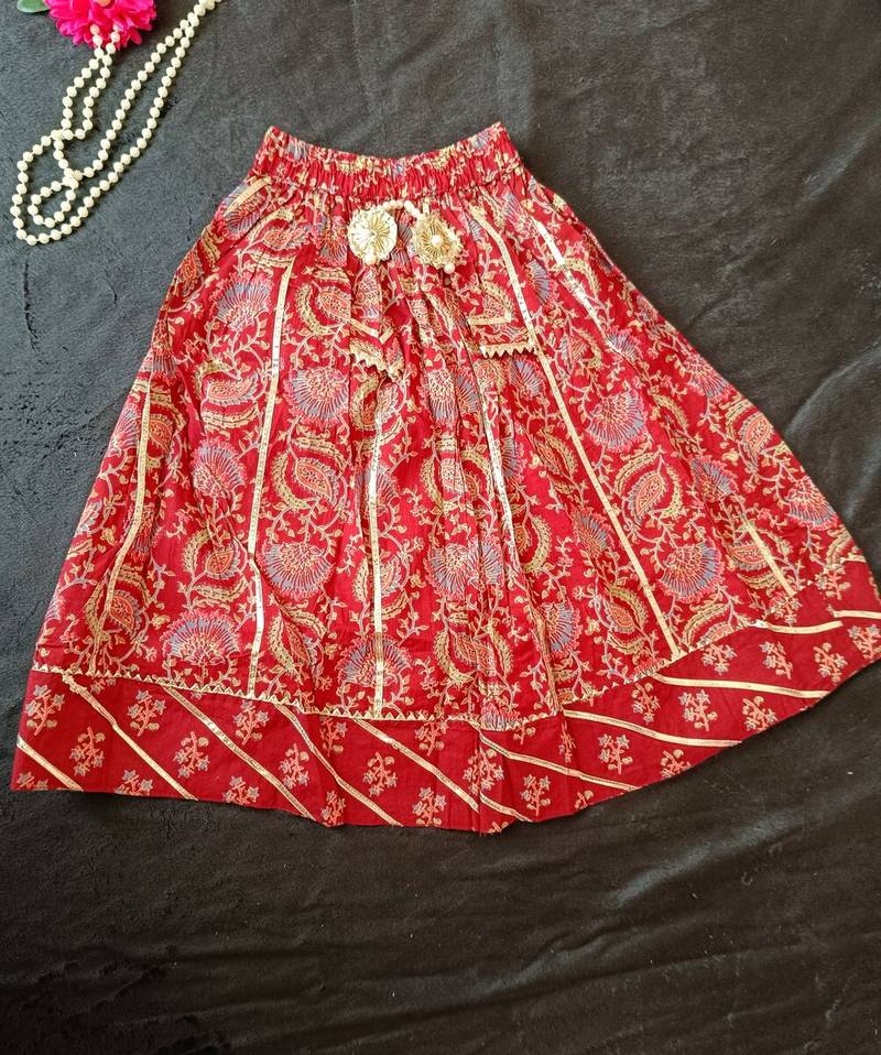Maroon block print lehenga