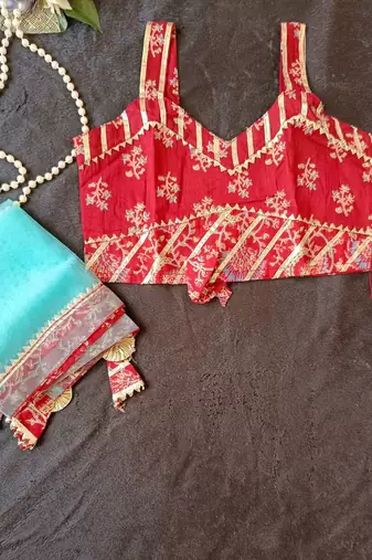 Maroon block print lehenga