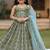 Green block print lehenga
