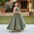 Green block print lehenga
