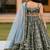 Green block print lehenga