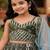 Green block print lehenga