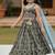 Green block print lehenga