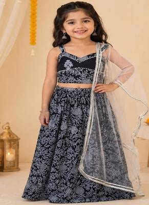 Black discharge print lehenga 1