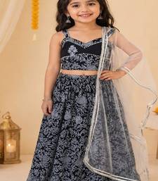 Black discharge print lehenga