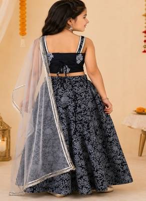 Black discharge print lehenga 3