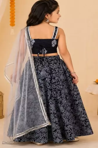 Black discharge print lehenga