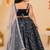 Black discharge print lehenga