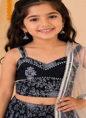 Black discharge print lehenga 4