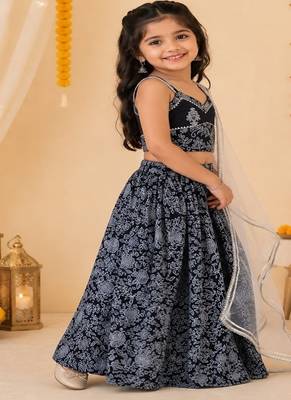 Black discharge print lehenga 5