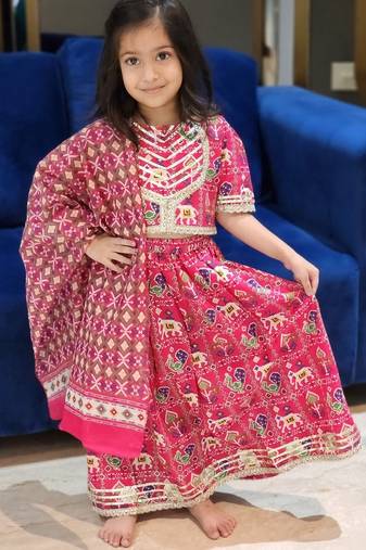 Pink patola print lehenga