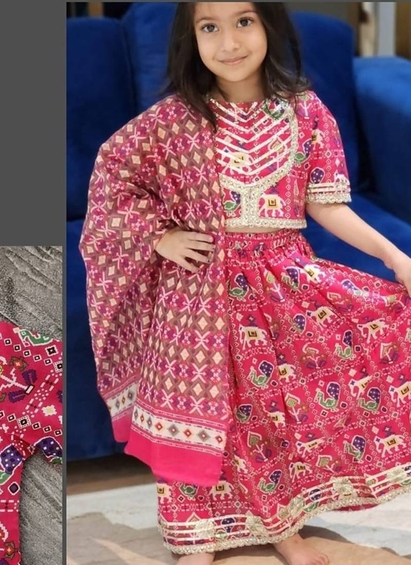 Pink patola print lehenga