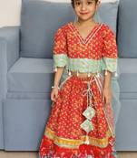 Red kaudi floral lehenga