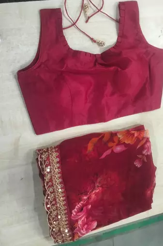 Pink Smart Floral Print Ethnic Festive Saree