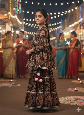 Black block print lehenga 3