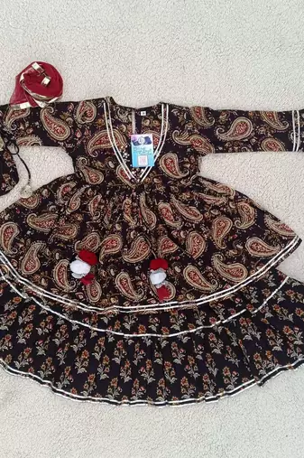 Black block print lehenga