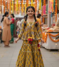Mustard block print lehenga