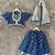 Blue block print lehenga