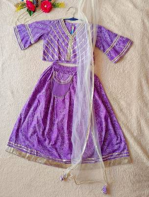 Lavender bandhej lehenga 1