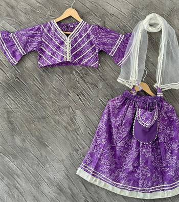 Lavender bandhej lehenga 4