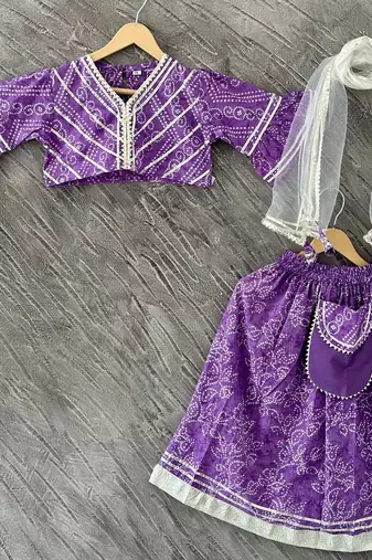 Lavender bandhej lehenga