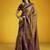 Brown silk blend handloom weaving festival wear saree