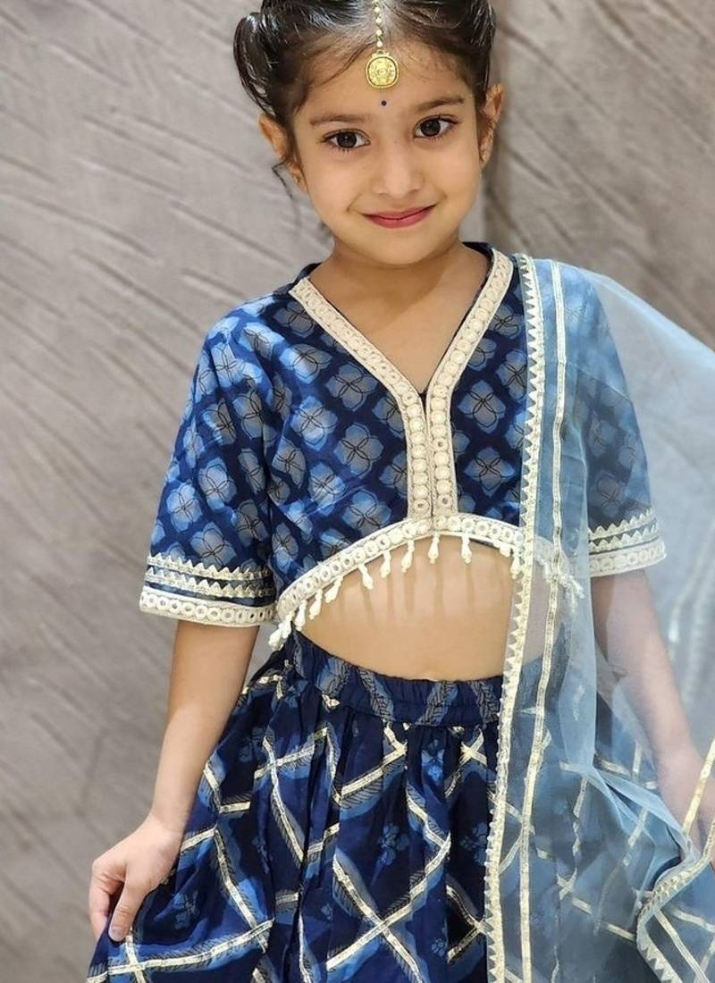 Blue jaal butta lehenga