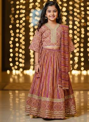 Pink ajrakh lehenga choli 1