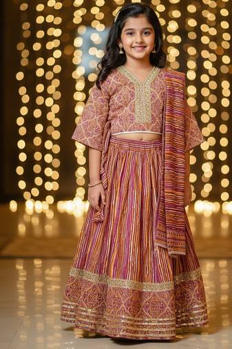 Pink ajrakh lehenga choli