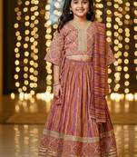 Pink ajrakh lehenga choli