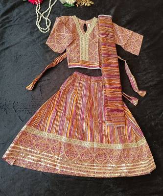 Pink ajrakh lehenga choli 3
