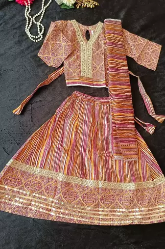 Pink ajrakh lehenga choli