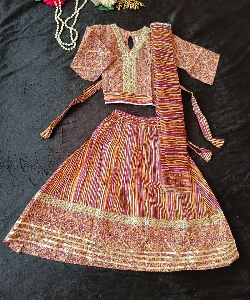 Pink ajrakh lehenga choli