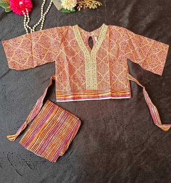 Pink ajrakh lehenga choli 5