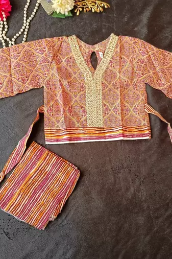 Pink ajrakh lehenga choli