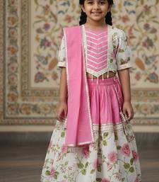 Pink rose print lehenga