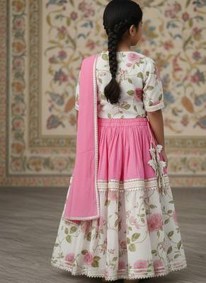 Pink rose print lehenga 2