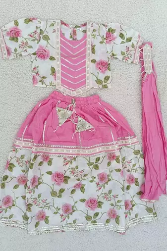 Pink rose print lehenga
