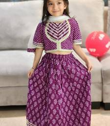 Purple block print lehenga