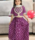 Purple block print lehenga