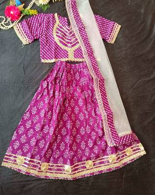 Purple block print lehenga 2