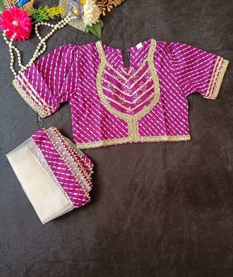 Purple block print lehenga 3