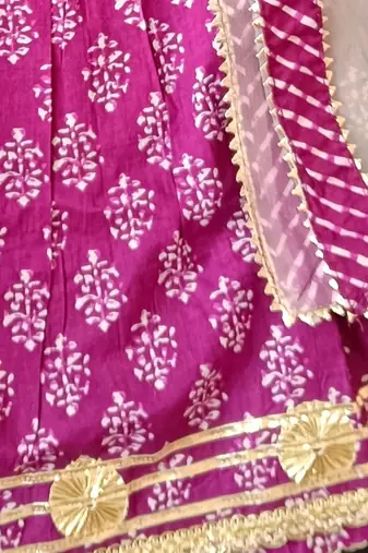 Purple block print lehenga