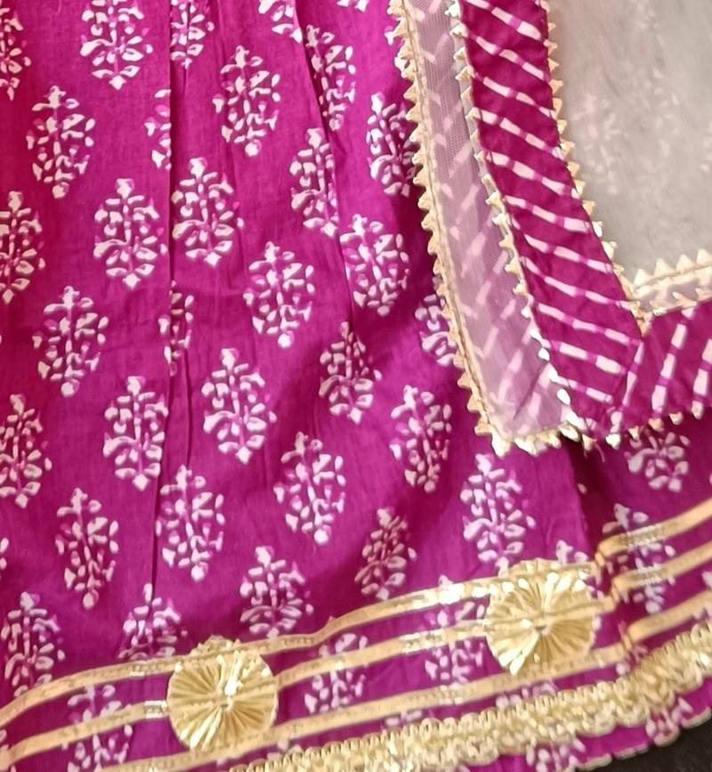 Purple block print lehenga