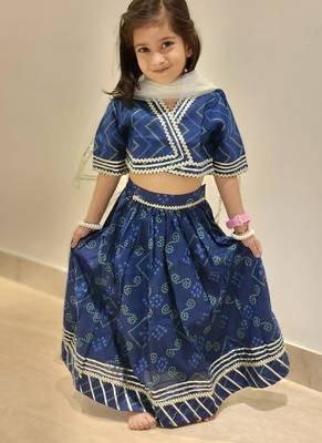 Blue bandhej lehenga choli 1