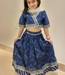 Blue bandhej lehenga choli