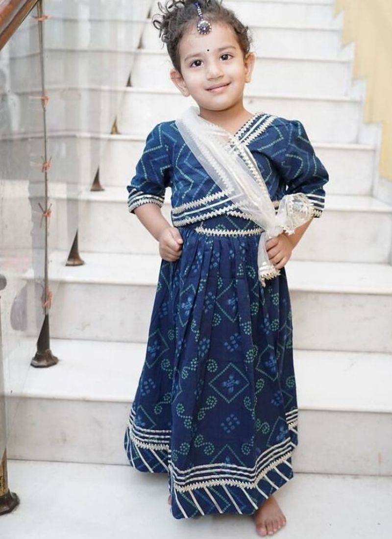 Blue bandhej lehenga choli