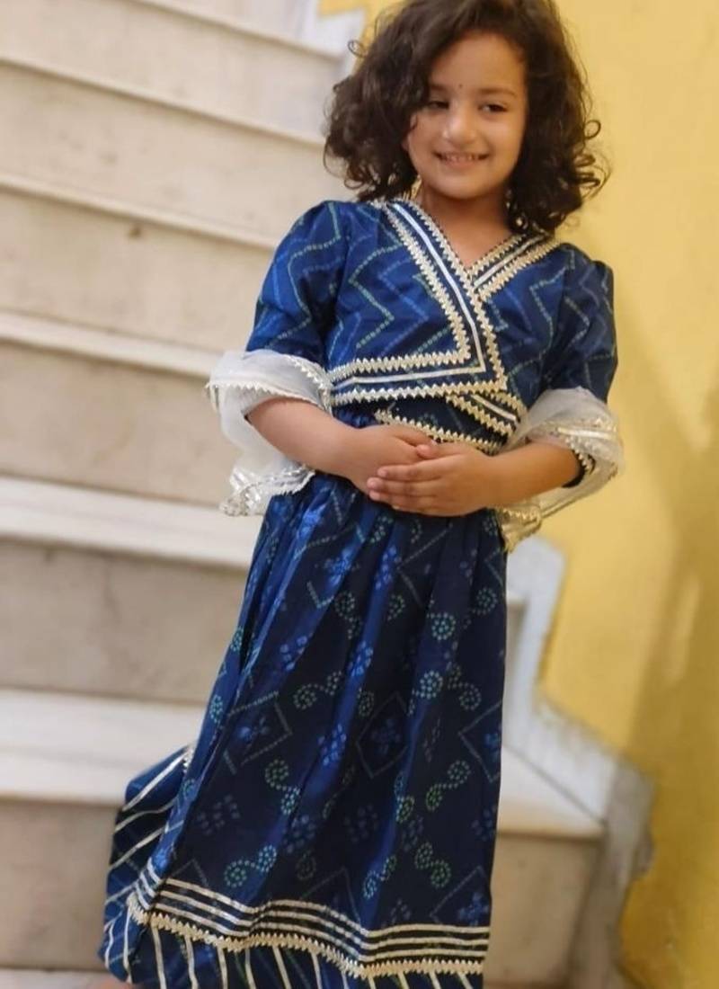 Blue bandhej lehenga choli