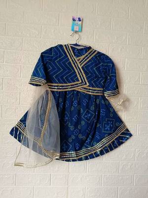 Blue bandhej lehenga choli 5