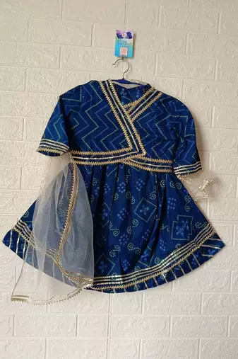 Blue bandhej lehenga choli